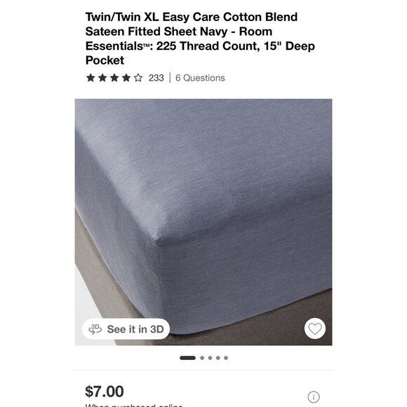 Twin/Xl Green Microfiber Room Essentials Sheet Set Set Navy 225 Ct Deep Pocket - Picture 1 of 6